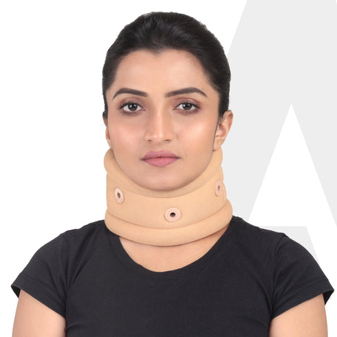 AGARO Cervical Collar Spondylitis Neck Support, Adjustable Neck Brace With Extra Support, Relieves Pain, Stress & Pressure in Spine, Small, Beige